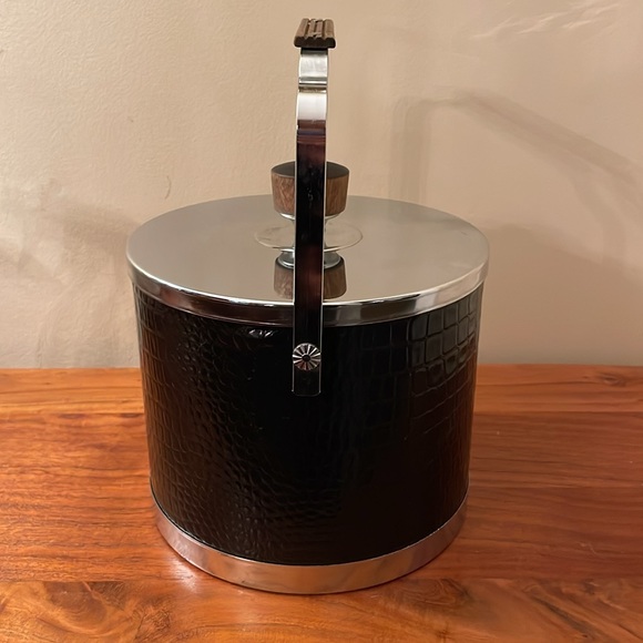 Atapco MCM 1960s 1970s croc embossed teal handle ice bucket barrage - Picture 10 of 16